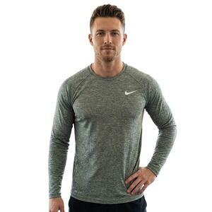 Nike Swim Mens Dri-FIT UPF 40+ Long Sleeve Rash Guard Heather Green Size M